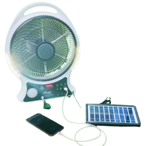 Abanico Recargable 14" Solar con Altavoz